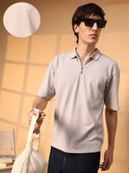 Campus Sutra Solid Oversized Polo T-Shirt