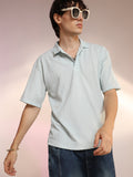 Campus Sutra Rhombus-Textured Polo T-Shirt
