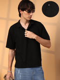 Campus Sutra Striped Oversized Polo T-Shirt