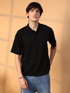 Campus Sutra Striped Oversized Polo T-Shirt