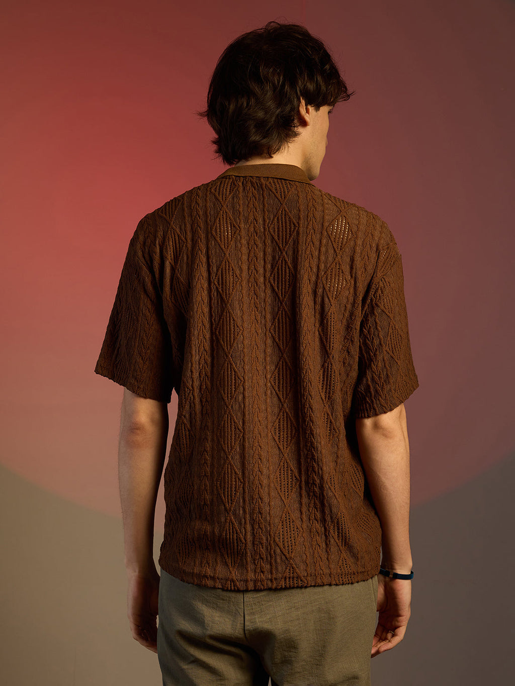 Campus Sutra Argyle Oversized T-Shirt