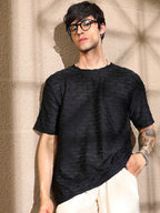 Campus Sutra Wave-Tactile Oversized T-Shirt