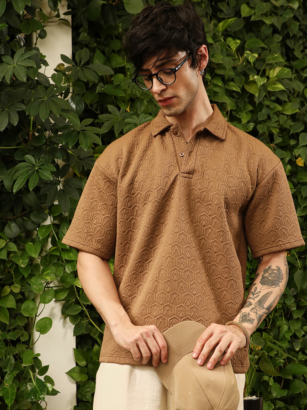 Campus Sutra Zigzag-Tactile T-Shirt