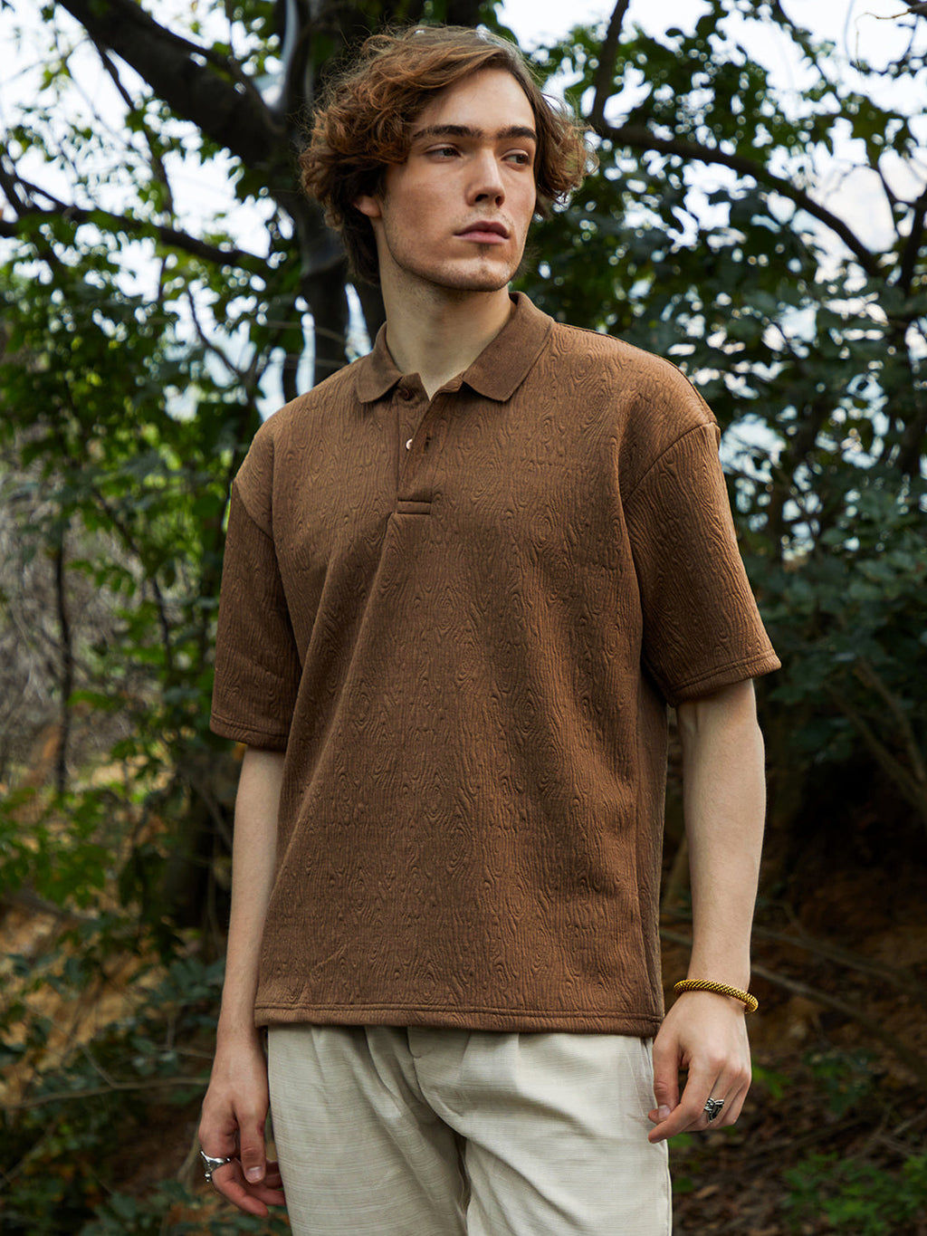 Campus Sutra Ripple-Tactile T-Shirt