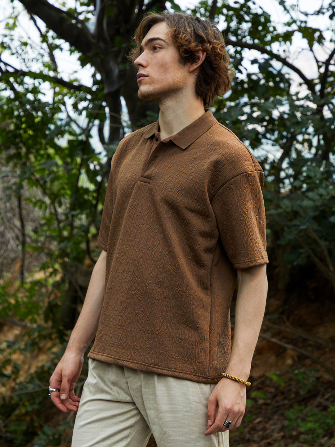 Campus Sutra Ripple-Tactile T-Shirt