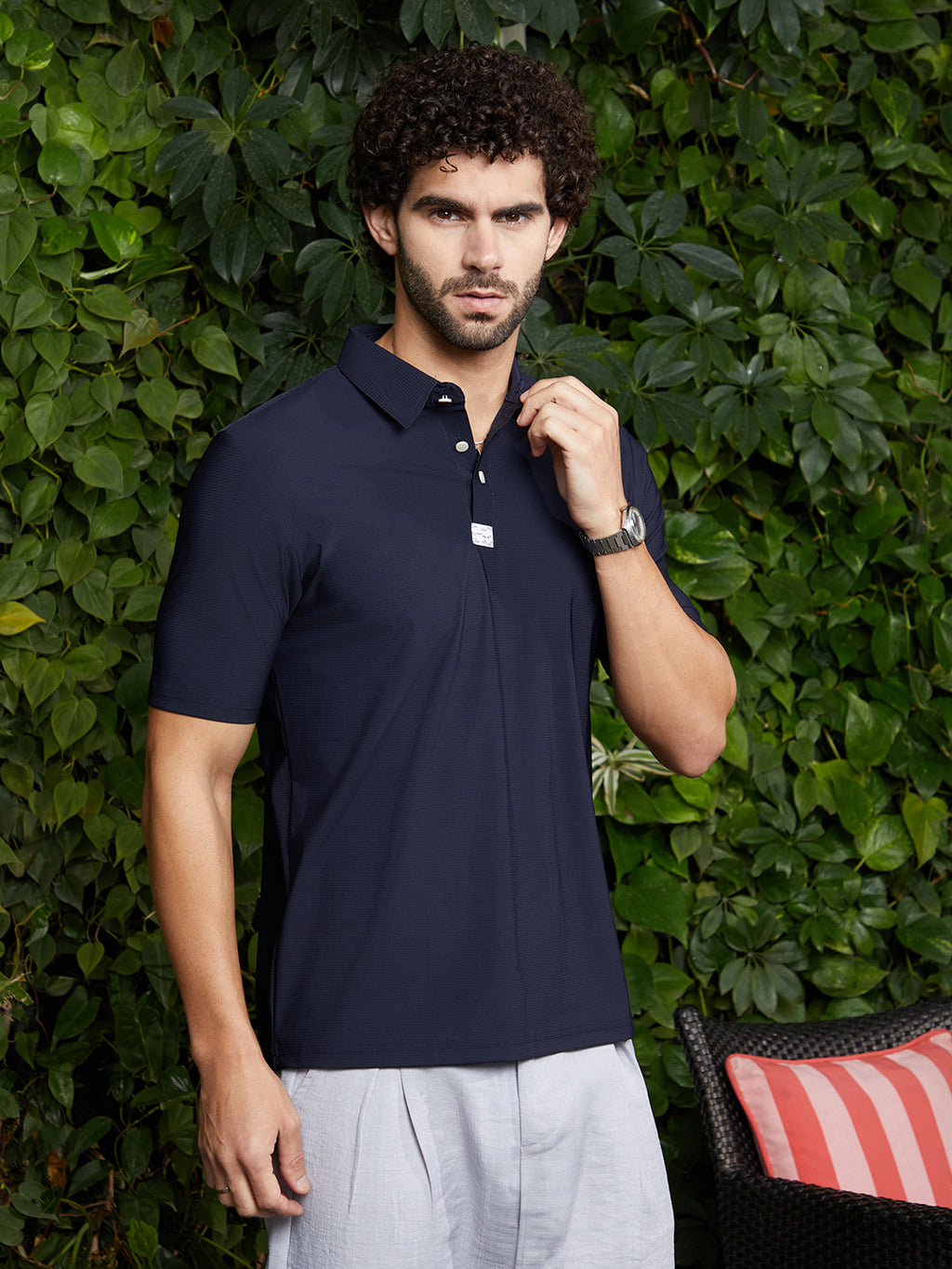 Campus Sutra Seamless Waffle Polo T-Shirt