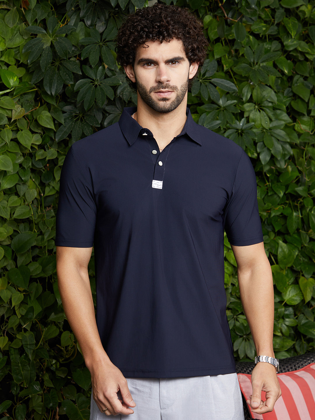 Campus Sutra Seamless Waffle Polo T-Shirt