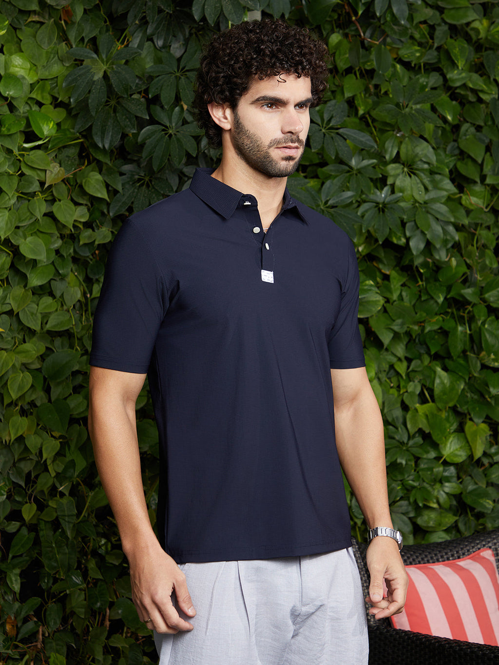 Campus Sutra Seamless Waffle Polo T-Shirt