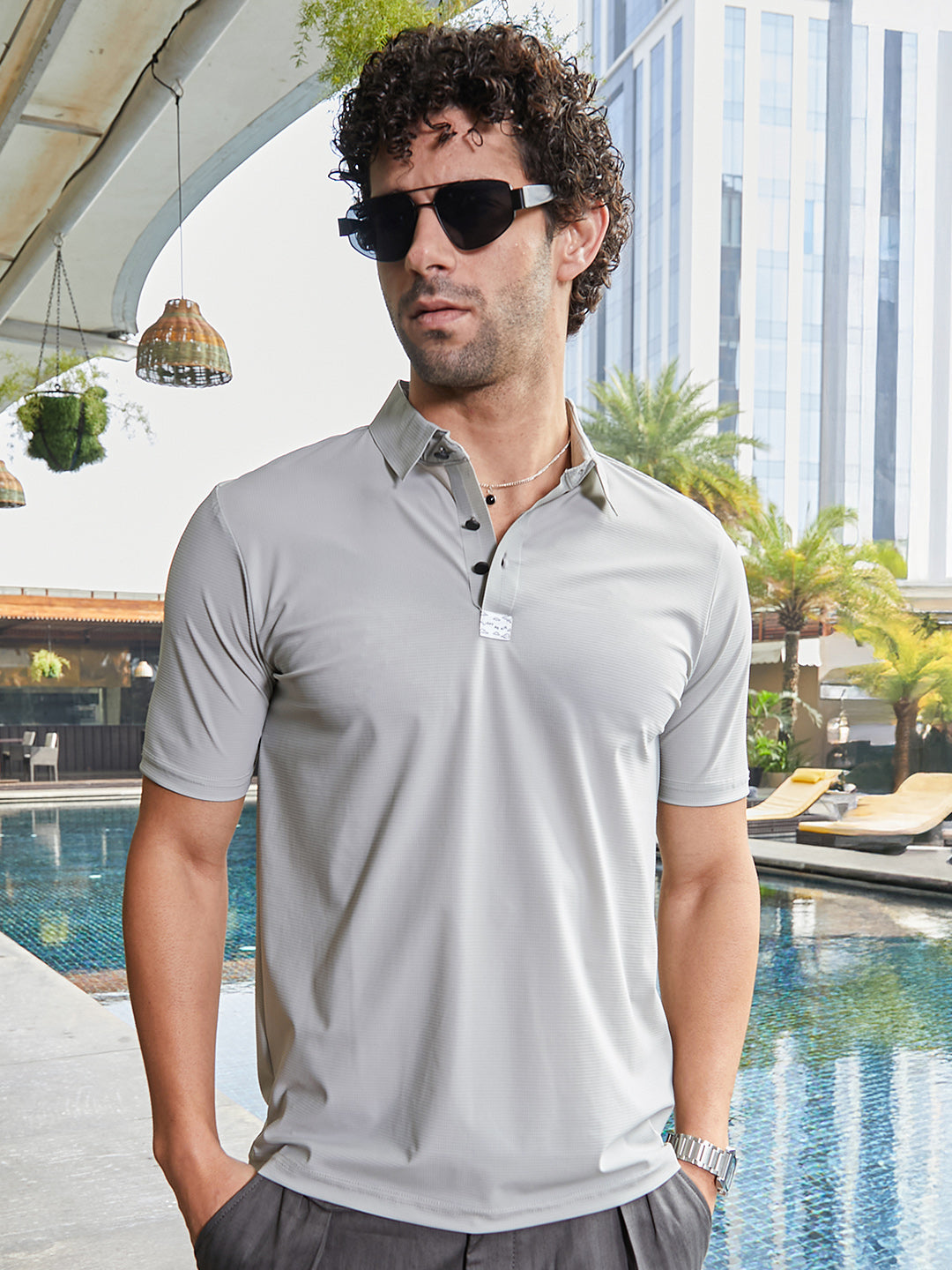 Campus Sutra Seamless Waffle Polo T-Shirt