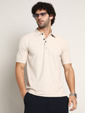 Campus Sutra Seamless Ribbed Polo T-Shirt