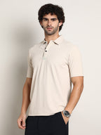 Campus Sutra Seamless Ribbed Polo T-Shirt