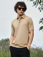 Campus Sutra Solid Knit Polo T-Shirt