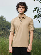 Campus Sutra Solid Knit Polo T-Shirt