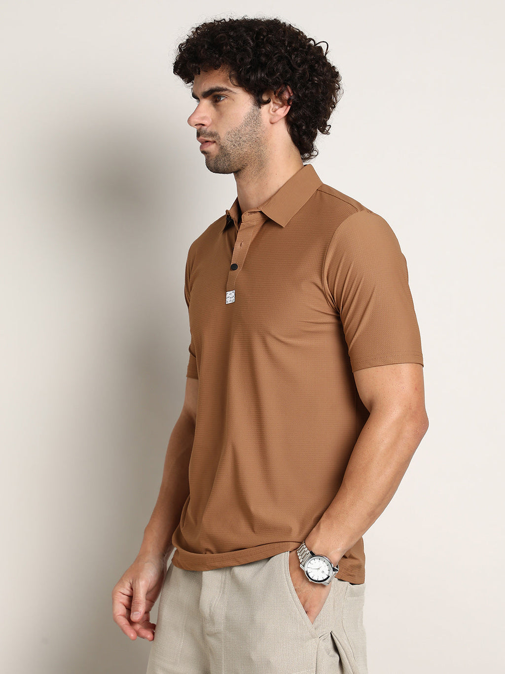 Campus Sutra Seamless Waffle Polo T-Shirt