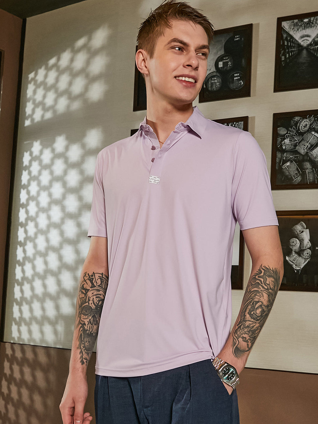 Campus Sutra Seamless Solid Polo T-Shirt