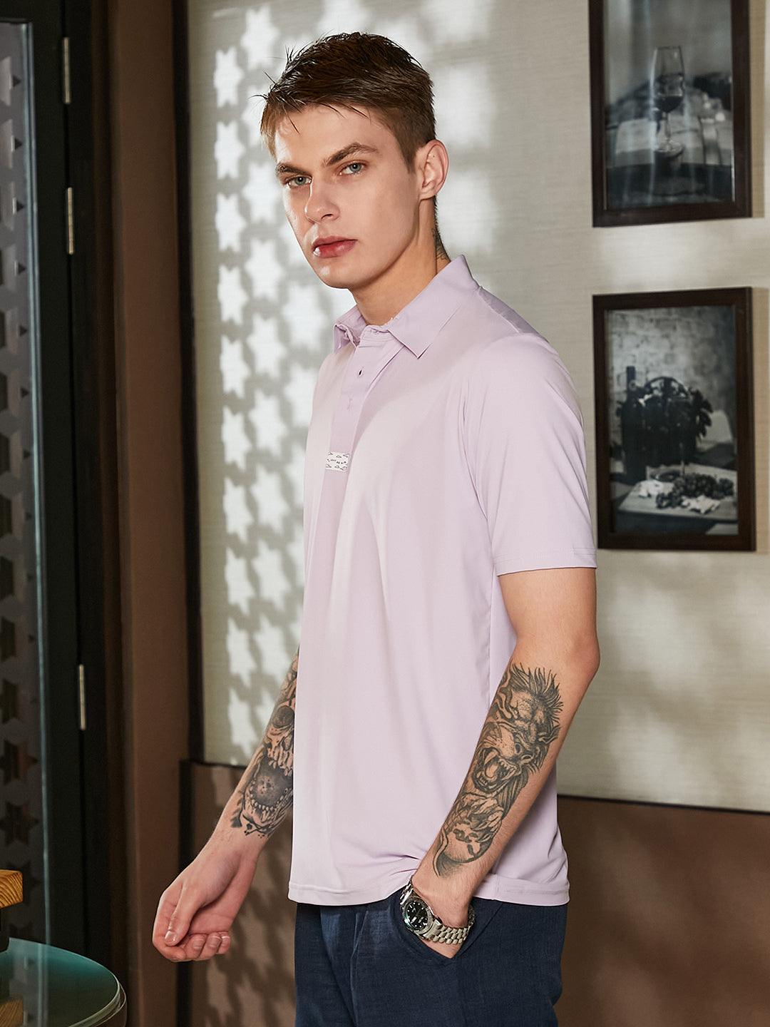 Campus Sutra Seamless Solid Polo T-Shirt