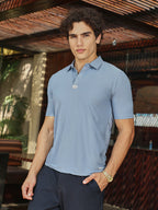 Campus Sutra Seamless Solid Polo T-Shirt
