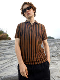 Campus Sutra Tactile-Striped Polo T-Shirt