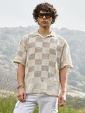 Campus Sutra Grid Oversized Polo T-Shirt