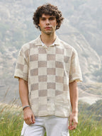 Campus Sutra Grid Oversized Polo T-Shirt