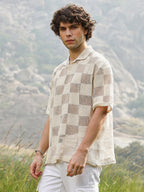 Campus Sutra Grid Oversized Polo T-Shirt