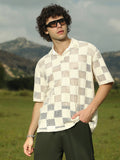 Campus Sutra Grid Oversized Polo T-Shirt