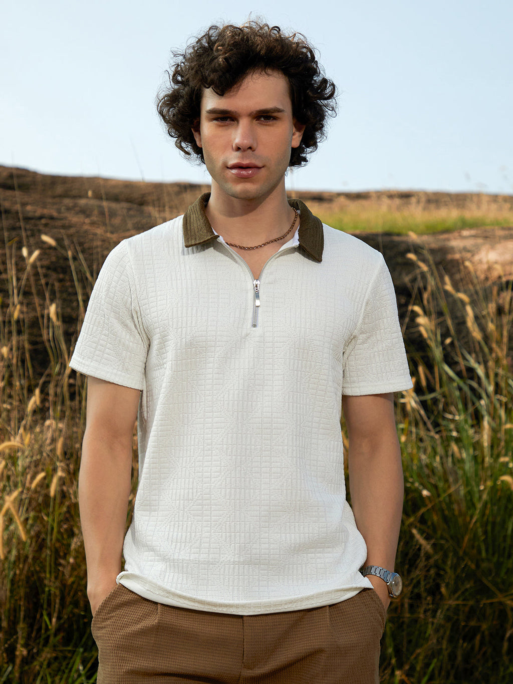 Campus Sutra Oblique-Block Polo T-Shirt