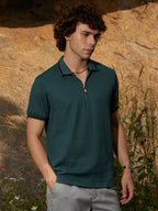 Campus Sutra Oblique-Stripe Polo T-Shirt