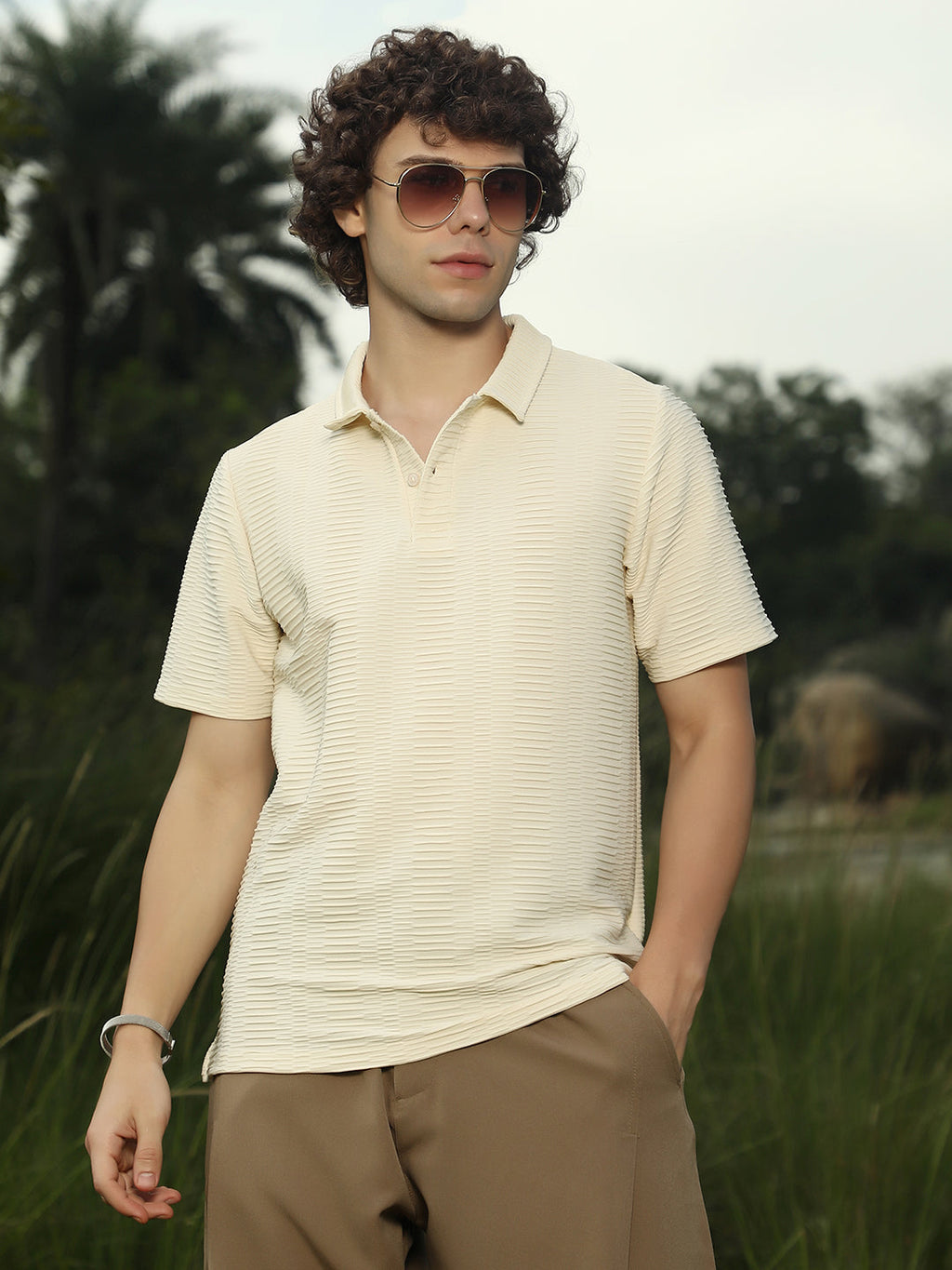 Campus Sutra Flatten-Ruched Polo T-Shirt