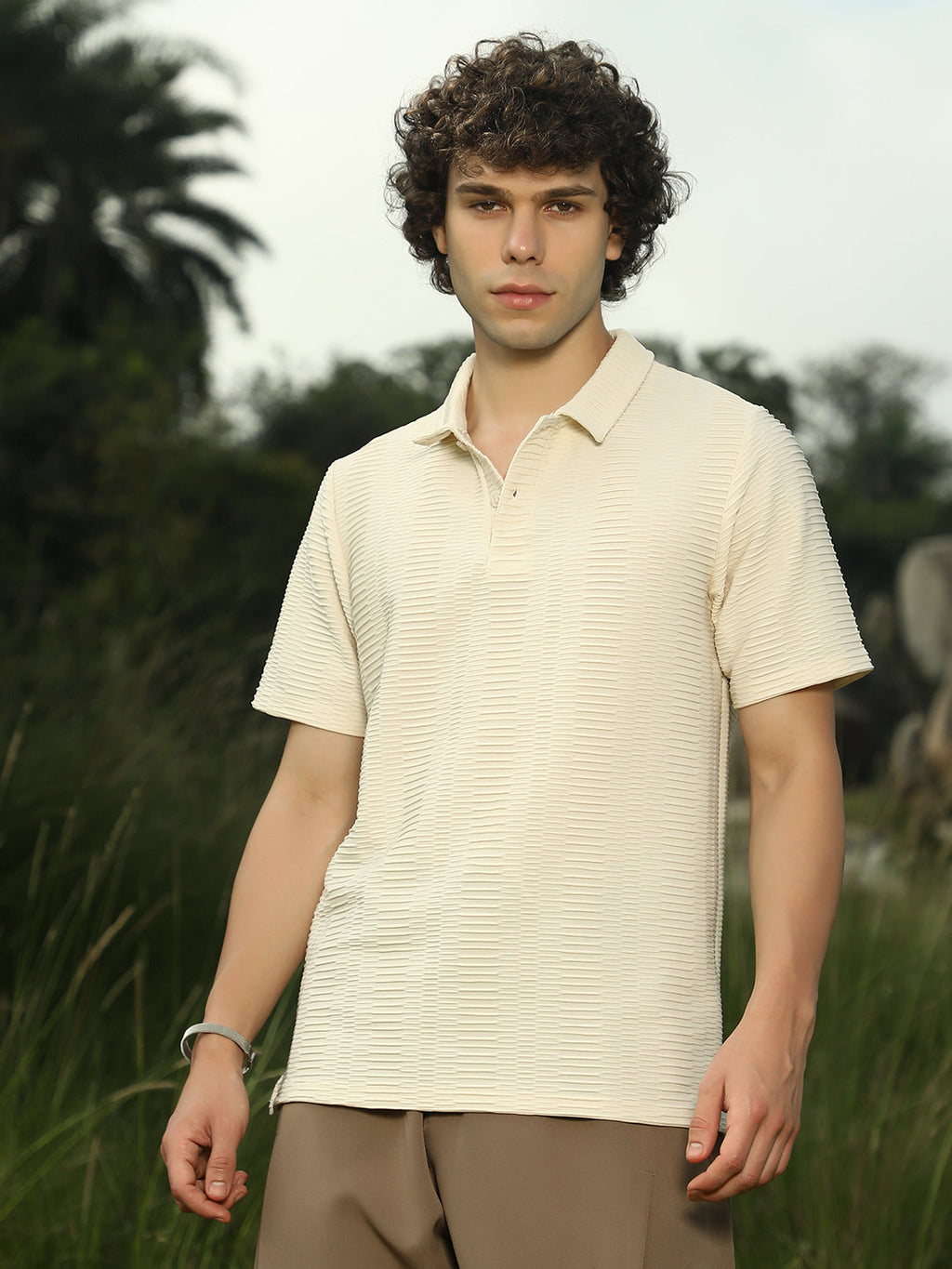 Campus Sutra Flatten-Ruched Polo T-Shirt