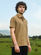Campus Sutra Flatten-Ruched Polo T-Shirt