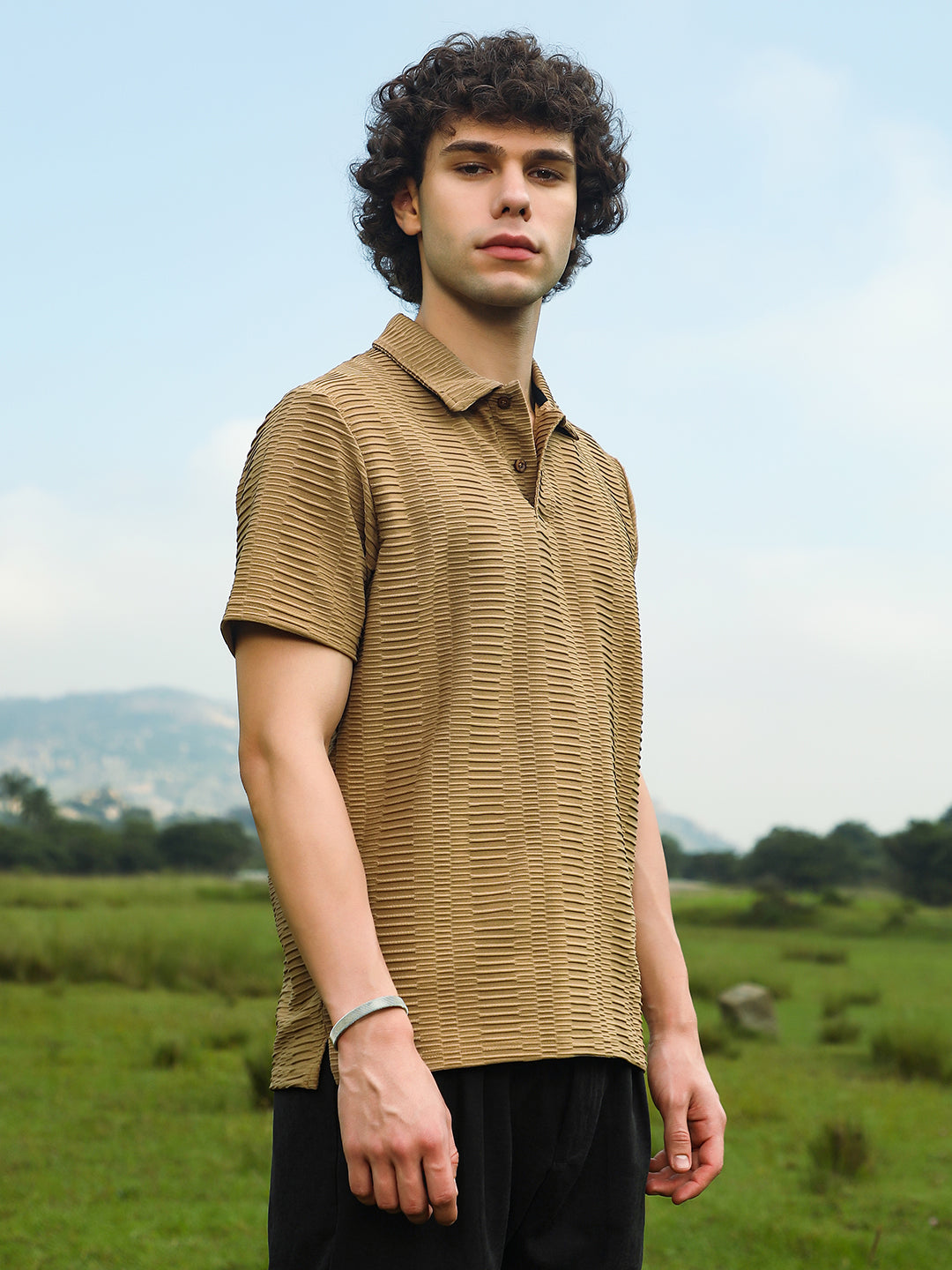 Campus Sutra Flatten-Ruched Polo T-Shirt