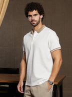 Campus Sutra Cuboid-Stripe Polo T-Shirt