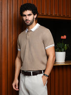 Campus Sutra Cuboid-Stripe Polo T-Shirt