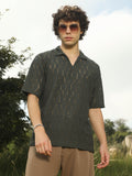 Campus Sutra Honeycomb-Knit Polo T-Shirt