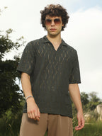 Campus Sutra Honeycomb-Knit Polo T-Shirt