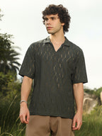 Campus Sutra Honeycomb-Knit Polo T-Shirt