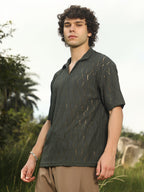 Campus Sutra Honeycomb-Knit Polo T-Shirt