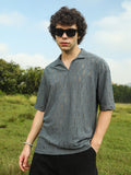 Campus Sutra Honeycomb-Knit Polo T-Shirt