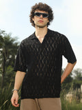 Campus Sutra Honeycomb-Knit Polo T-Shirt