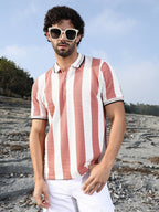 Campus Sutra Awning-Striped Polo T-Shirt