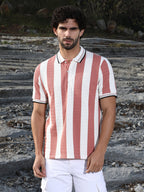 Campus Sutra Awning-Striped Polo T-Shirt