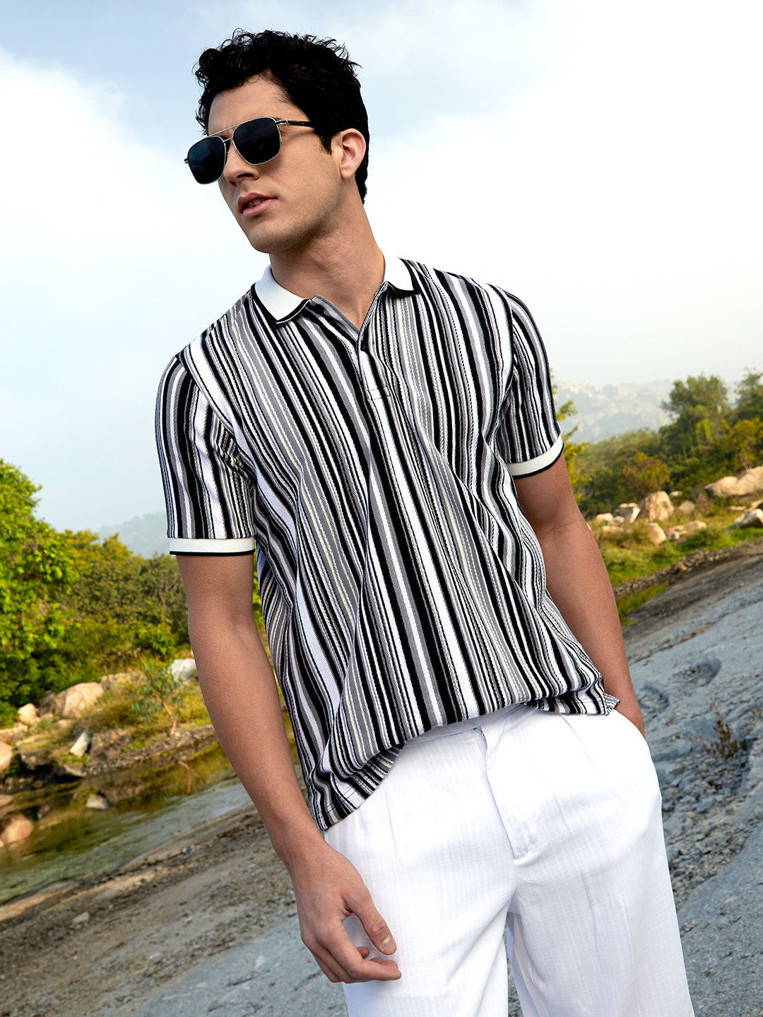 Campus Sutra Multitrack Knit Polo T-Shirt
