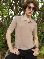 Campus Sutra Twill-Knit Polo T-Shirt