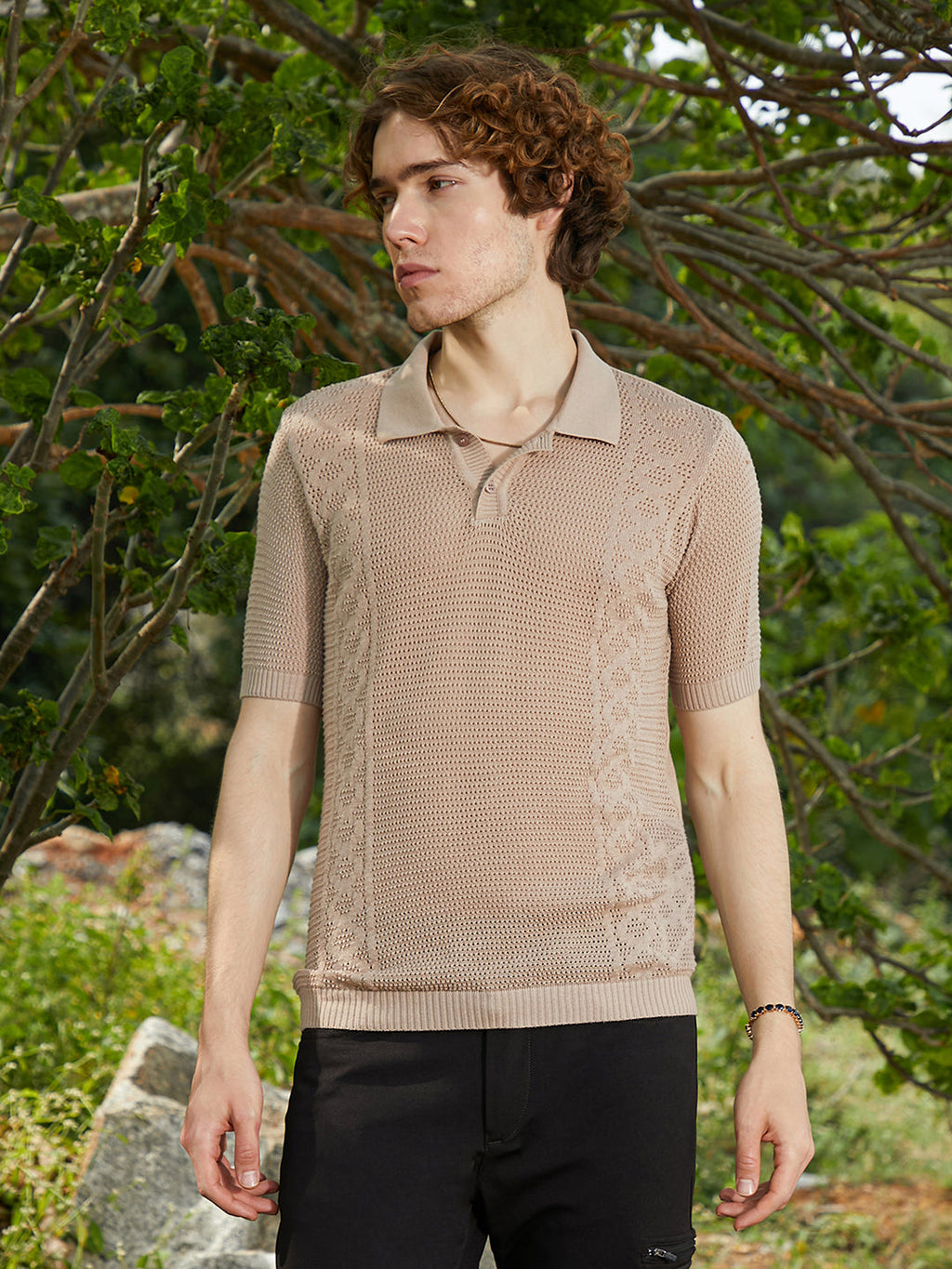 Campus Sutra Twill-Knit Polo T-Shirt