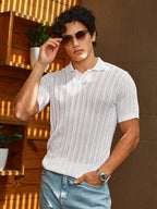Campus Sutra Panelled-Knit Polo T-Shirt