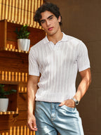 Campus Sutra Panelled-Knit Polo T-Shirt