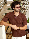 Campus Sutra Stripe-Textured Polo T-Shirt