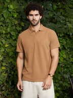 Campus Sutra Chainlink-Ribbed Polo T-Shirt