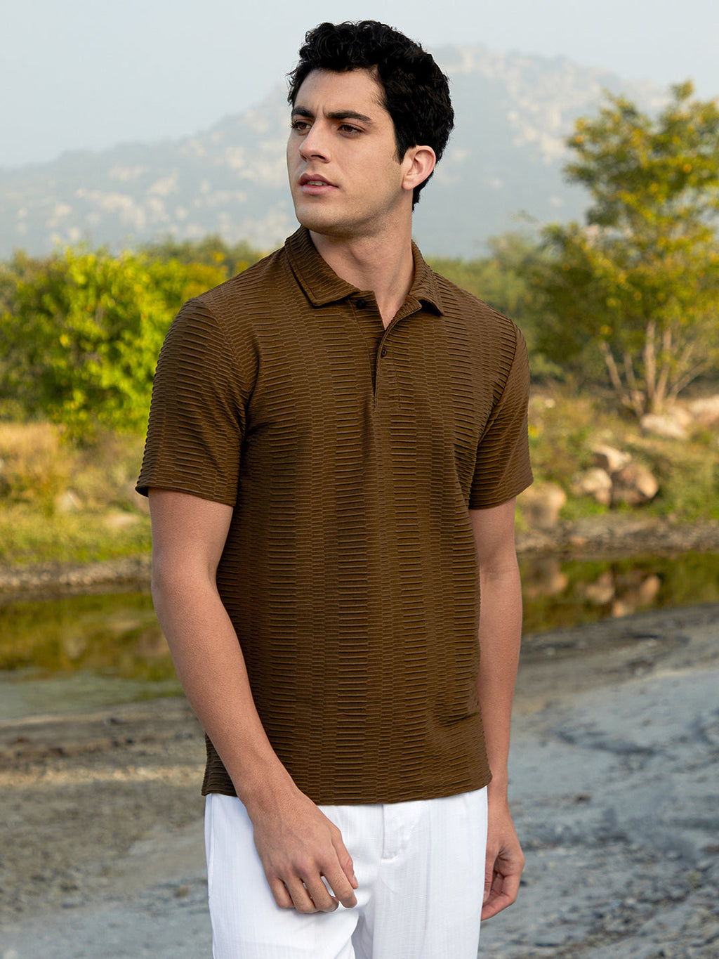 Campus Sutra Flatten-Ruched Polo T-Shirt